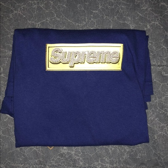 Supreme Blue Bling Box Logo T Shirt